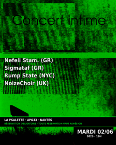 Concert Intime : Nefeli Stam. + Sigmataf + Rump State + NoizChoir